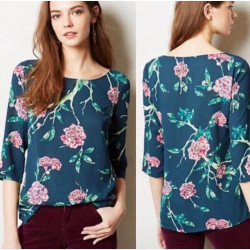 Anthropologie HD in Paris Eira Floral Blouse Size 2